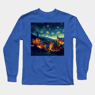 Starry Night Over Hogsmeade Village Long Sleeve T-Shirt